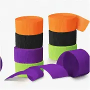Crepe Fiesta: 8 Rolls of Black Orange Streamers - Perfect for Theme Parties, Bir