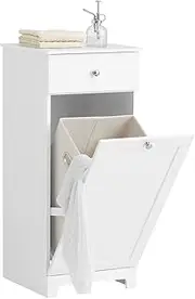 SoBuy White Laundry Storage Cabinet with Basket and Drawer, Tilt-Out Laundry Hamper BZR21-W