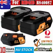 6.0Ah for RIDGID AEG 18V Lithium Battery R840087 R840085 L1830R L1860R L1815R AU