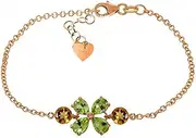[Galaxy Gold GG] 3.15 Carat 14K Solid Rose Gold Bracelet Peridot Citrine