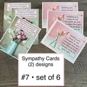 Sympathy - Condolences Greeting cards - Set Of 6 - White Envelopes - Floral #7