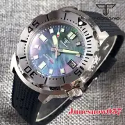 42MM Monster Watch Tandorio Diver NH35A Men's Mother of Pearl Dial Rubber Strap