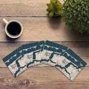 Jensen Beach, Florida Shabby Blue Map |Drink Coaster Set