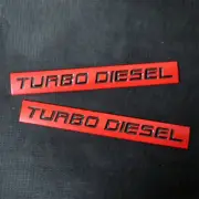 2x Red Matte TURBO DIESEL Black Metal Sticker Decal Badge Emblem Power 4WD Motor (for: Renault)