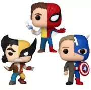 MARVEL SPLIT FUNKO POP! WAVE 1 SPIDER-MAN/CAPTAIN AMERICA/WOLVERINE PRESALE NOV