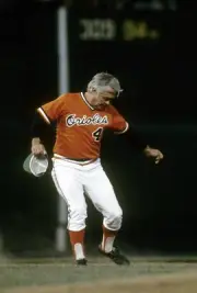 Manager Earl Weaver Baltimore Orioles upset at an umpires call ki- 1976 Photo