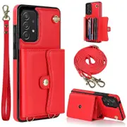 For Samsung Galaxy A73 5G Accordion Card Slots Phone Case Cover with Short Strap and Long Strap