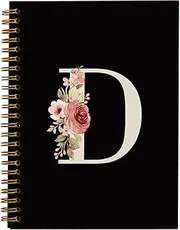 OXW Initial Letter D Notebook, Personalized Gifts, Custom Notebook Journals for Writing, Customized Gifts, Monogrammed Gifts for Women, Personalized Notepads, Black Hardcover Spiral Notebook 5.5 x 8.3