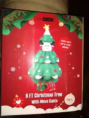 6 FT Inflatable CHRISTMAS TREE WITH MOVING SANTA