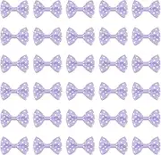 sourcing map 100 Pcs Light Purple White Dot Polka Dot Ribbon Bow Ties 1.5" x 1" Mini Bowknot for Crafting Little Satin Bows Bulk for DIY Sewing Scrapbooking Wedding Gift Present Home Decoration