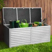 390L Outdoor Storage Box Lockable Ample Container Bench Garden Tool Shed Grey