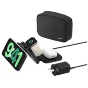 Belkin 3-in-1 Magnetic Wireless Charging Travel Pad with Qi2 15W Delivers 15W of fast wireless charging to your iPhone 16/15/14/13/12, 5W to your Apple Watch and 5W to your AirPods. [WIZ024auBK]