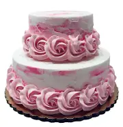 DEZICAKES Fake Two Tier Cake 2 Tier Pink Rosette Cake