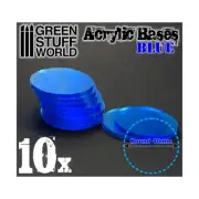Green Stuff World Bases 40mm Round Acrylic Bases - Clear Blue New
