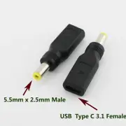 1x USB 3.1 Type C Female to 5.5mm x 2.5mm Male DC Power Charge Adapter Connector