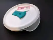 Vntg Corningware Lid F-16-VPC White Teal Vented ~ New Old Stock USA