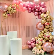 134pcs Chrome Gold Rose Pink Balloon Garland Arch Kit - 4D Rose Gold Balloons - Wedding Baby Shower Anniversary Birthday Party Decorations