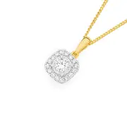 Alora 10ct Gold 1/3 Carat Tw Lab Grown Diamond Cushion Halo Pendant