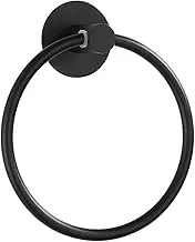Wopeite Towel Ring Self Adhesive Towel Rail Chrome Towel Holder Stainless Steel, Wall Mounted Hand Towel Holder Rustproof for Bathroom Accessories (Black)