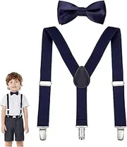 [Butyeak] Braces Bow Tie Set, Children's Y Adjustable Braces, Children's Bow Tie Set for Children, Children's Braces Y Back, Adjustable Bow Tie and Braces in Set