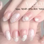 NAILBOX BROWN DESIGN NUDE PEARL TRA.AI WHITE FLOWER BY BONA