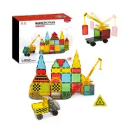 Catzon Magnet Toys 50 Piece Set Building Tiles Clear Magnetic 3D Blocks Construction for Kids