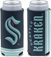 WinCraft NHL Seattle Kraken Slim Can Cooler, 1-Pack, (Foldable, 2-Sided Design)