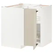 METOD corner base cabinet with carousel, white/Havstorp beige, 88x88x80 cm