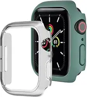 [Electro-weideworld] (2 Pack) Case for Compatible with Apple Watch Series 8/7 41mm, Ultra Slim PC Protective Case Cover for iWatch Series 8/7 41mm, Green + Clear