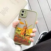 Cartoon Scenery Girl Phone Case for iPhone 7 8 Plus SE2 14 13 11 12 Pro Max for iPhone X XR XS MAX Hard Shockproof Cover,Matcha LYFG 5,for iphone12