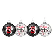 St Kilda Saints AFL Set of 4 Christmas Tree Decoration Glitter Baubles