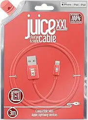 Juice XXL 3m Apple Lightning Cable. USB to Lightning iPhone Charger Cable, MFI Certified Apple Charger Cable. Long, Durable iPad Charger Cable & iPhone Cable (Coral)