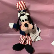NWT Disney Store & Parks Plush Bean Bag Goofy Uncle Sam 4th of July