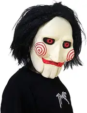 Lyxaof Saw Mask Scary Killer Jigsaw Puppet Mask Halloween Costume Latex Prop Horror Movie Billy Cosplay Clown Mask for Adults