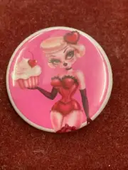 Fluff Designer Tattoo Badge Pink Corset Rockabilly Cup Cake Pin Up Girl