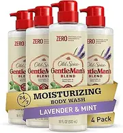 Old Spice GentleMan's Exfoliating & Moisturizing Body Wash for Men, 24/7 Shower Fresh with Long Lasting Scent, Renewing Vitamin B3 Blend, Lavender + Mint Scent, 18 oz (Pack of 4)