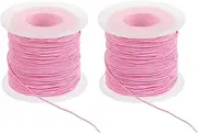 uxcell Elastic String for Bracelet 164 Ft/50 Meter Length 1.2 mm Dia, 2 Roll Sturdy Stretchy String Cord for Jewelry Making Necklace Beading Craft DIY, Pink