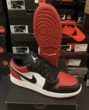 Nike Air Jordan 1 Low Bred Toe Black Red White Shoes 553560-612 (GS) Youth Sizes