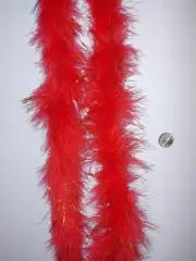 Red with gold LURUX Heavyweight Marabou Feather Boa 72" (6ft) - NWOT