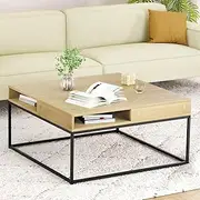 [Artiss] Coffee Table, Wooden Side Tables Storage Home Furniture Living Room, Metal Frame Rectangular End Display Shelf Particle Board Tabletop Modern Style