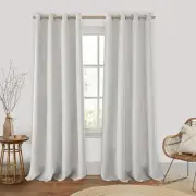 Full Blackout Curtains 2 Panels Ivory Linen Room Darkening Curtains 52 X 96 I...