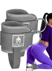 Sparthos Ankle Straps for Cable Machines - Kickback, Gray - 2 Pack