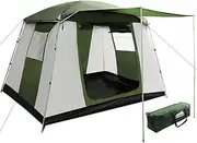 [WEISSHORN] Camping Tent, 6 Person Easy Setup Family Dome Tents Outdoor Travel Hiking Beach Trip, Portable Shelter Sun Protection Water Resistance Green White