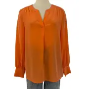 Pure Collection Silk Long Sleeve Top Elegant Blouse Peach Coral US 8/10 NWT