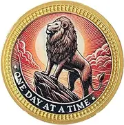 Lion Sunset Mountain One Day at A Time Medallion Courage Serenity Prayer Medallion