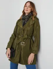 Trench Coat - Size 08 - Womens - DUSTY OLIVE