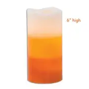 Primitive Fall/Halloween TIMER Candy Corn LED Candle Pillar 3"W x 6"T