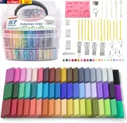 Polymer Clay, 57 Colours Oven Bake Modeling Clay, Creative Clay Kit with 19 Clay