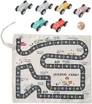 Canvas Car Toy Set - Small Wooden Car Maze Toy with Canvas Play Mat, Wood Vehicle Play Sets for Kids Party