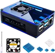 Miuzei Raspberry Pi 4 Case with Fan Cooling , 4 Pcs Aluminum Heat Sinks , Case